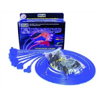 Taylor Cable Products - Taylor 8mm Pro Wires Universal Spark Plug Wire Set - Blue - Resistor Core Conductor - 90° Plug Boots