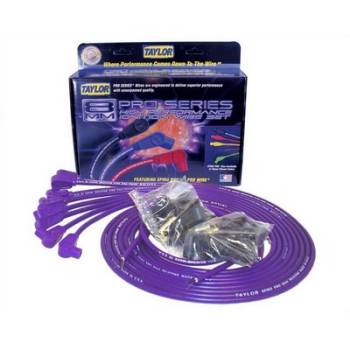 Taylor Cable Products - Taylor 8mm Spiro-Pro Universal Spark Plug Wire Set - Purple - 90° Plug Boots