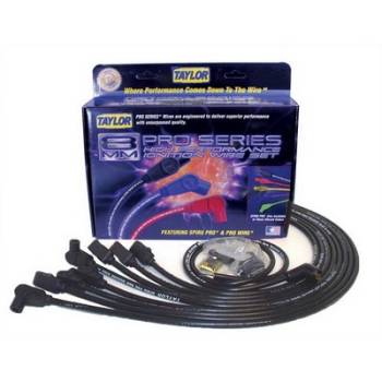 Taylor Cable Products - Taylor 8mm Spiro-Pro Wire Set - Black - 90 Plug Boots - HEI Distributor Boots - SB Chevy, ers