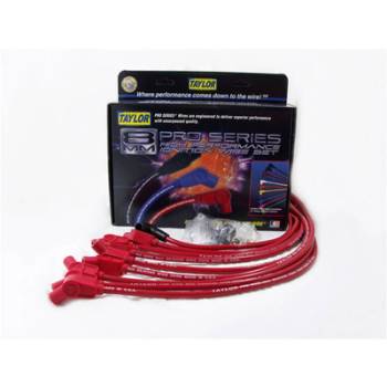 Taylor Cable Products - Taylor 8mm Spiro-Pro Wire Set - Red - 135 Plug Boots - HEI Distributor Boots - BB Chevy, Over Valve Covers