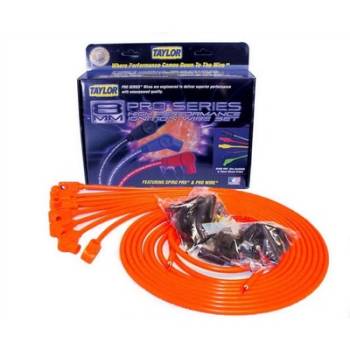 Taylor Cable Products - Taylor 8mm Spiro-Pro Universal Spark Plug Wire Set - Hot Orange - 90° Plug Boots