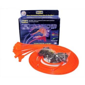Taylor Cable Products - Taylor 8mm Spiro-Pro Universal Spark Plug Wire Set - Hot Orange - 135 Plug Boots