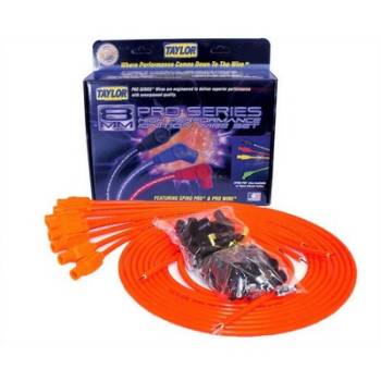 Taylor Cable Products - Taylor 8mm Spiro-Pro Universal Spark Plug Wire Set - Hot Orange - 180° Plug Boots
