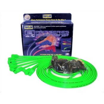 Taylor Cable Products - Taylor 8mm Spiro-Pro Universal Spark Plug Wire Set - Hot Lime - 90 Plug Boots