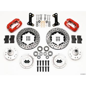 Wilwood Engineering - Wilwood Forged Dynalite Pro Series Front Brake Kit - Red Powder Coat Caliper - SRP Drilled & Slotted Rotor - 67-72 Camaro/Nova Drilled