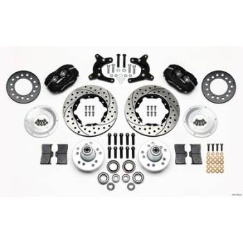 Wilwood Engineering - Wilwood Forged Dynalite Pro Series Front Brake Kit - Black Anodized Caliper - SRP Drilled & Slotted Rotor - 62-72 A Body Drum Spindle