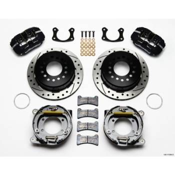 Wilwood Engineering - Wilwood Dynapro Low-Profile Rear Parking Brake Kit - Black Anodized Caliper - SRP Drilled & Slotted Rotor - Big Ford Drilled