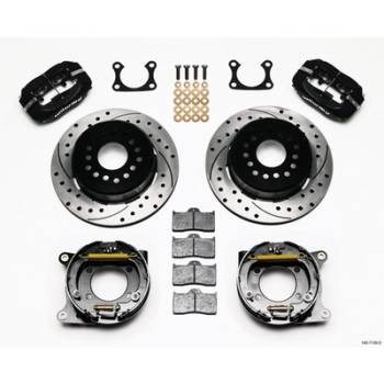 Wilwood Engineering - Wilwood Forged Dynalite Rear Parking Brake Kit - Black Anodized Caliper - SRP Drilled & Slotted Rotor - Big Ford 2.36" Offset One Piece Vented