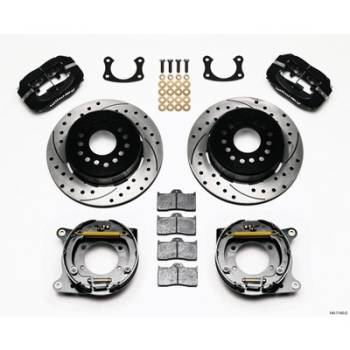Wilwood Engineering - Wilwood Forged Dynalite Rear Parking Brake Kit - Black Anodized Caliper - SRP Drilled & Slotted Rotor - Big Ford New Style 2.5" Offset One Piece