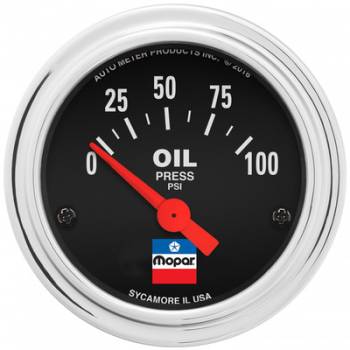 Auto Meter - Auto Meter 2-1/16 Oil Pressure Gauge Mopar Logo Series