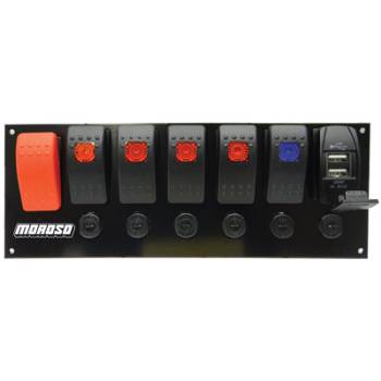 Moroso Performance Products - Moroso Rocker LED Switch Panel w/Breakers & USB Ports