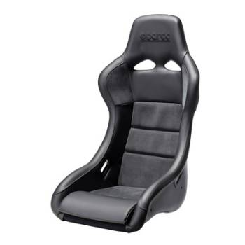 Sparco - Sparco Seat - QRt - Non-Reclining - FIA Approved - Side Bolsters - Harness Openings - Fiberglass Composite - Leather - Black