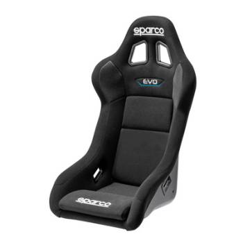 Sparco - Sparco Seat - EVO QRt - Non-Reclining - FIA Approved - Side Bolsters - Harness Openings - Fiberglass Composite - Fire-Retardant Non-Slip Fabric - Black