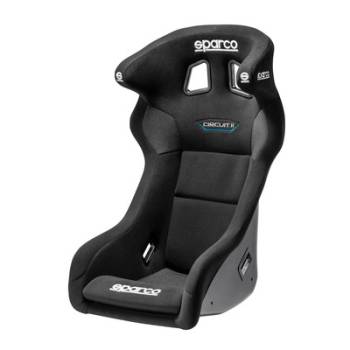 Sparco - Sparco Seat - Circuit II QRt - Non-Reclining - FIA Approved - Side Bolsters - Harness Openings - Fiberglass Composite - Fire-Retardant Non-Slip Fabric - Black