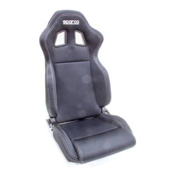Sparco - Sparco Seat - R100 - Reclining - Side Bolsters - Harness Openings - Fiberglass Composite - Fabric - Black