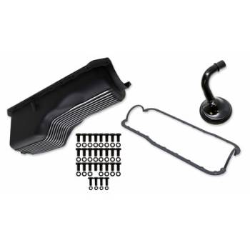 Weiand - Weiand 4 Quart Aluminum Finned Oil Pan Kit BB Chevy 65-90 Black