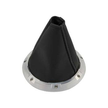 Bowler Performance Transmission - Bowler Round Shifter Boot - 5-1/4" OD Base - Leather / Aluminum - Black / Machined - Bowler Shifter