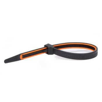 GripLockTies - GripLock Ties - 12.35" Long - Orange Rubber Lined - Nylon - Black - Reusable - Set of 15