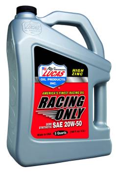 Lucas Oil Products - Lucas Racing 20W50 Semi-Synthetic Motor Oil - 5 Quart