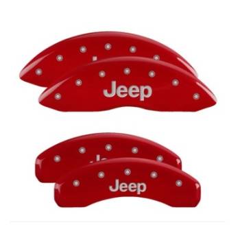 MGP Caliper Covers - MGP Caliper Covers Jeep Script Logo - Aluminum - Red - Jeep Grand Cherokee 2011-18 (Set of 4)