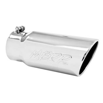 MBRP Performance Exhaust - MBRP Pro Series Diesel Exhaust Tips - Clamp-On - 4" Inlet - 5" Round Outlet - 12" Long - Single Wall - Rolled Edge - Angled Cut - Stainless - Polished