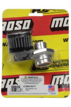 Moroso Performance Products - Moroso Breather - Screw-In - Round - GM LS Single Tab - Clamp-On Filter - Moroso Logo