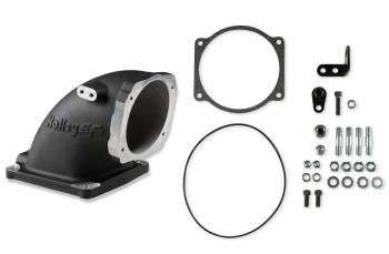 Holley EFI - Holley EFI Throttle Body Adapter - Elbow - Aluminum - Black - GM LS-Series to Dominator Mounting Flange