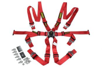 Schroth Racing - Schroth Flexi 2x2 Camlock 6 Point Harness - FIA Approved - Pull Down Adjust - Snap-On/Wrap Around - Individual Harness - Hans Ready - Red