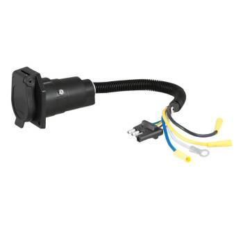 Curt Manufacturing - Curt Trailer Plug Adapter - Trailer Side 7 Blade to Vehicle Side 4 Flat - Coil Cord - 15-1/2" Long - Plastic - Black