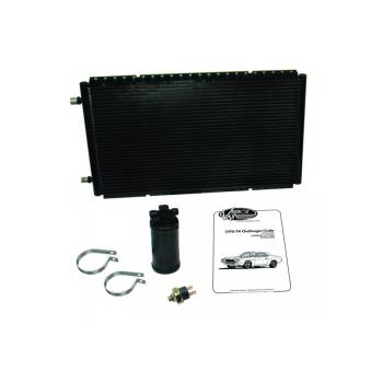 Vintage Air - Vintage Air Sure Fit Air Conditioning Condenser and Drier - Horizontal - 22 x 14 x 13/16 in - 6 AN / 8 AN Male O-Ring Fittings - Aluminum - Black Paint - Mopar E-Body 1970-74 - Kit