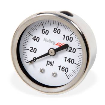 Holley EFI - Holley EFI Fuel Pressure Gauge - 0-160 psi - Mechanical - Analog - 2" Diameter - White Face