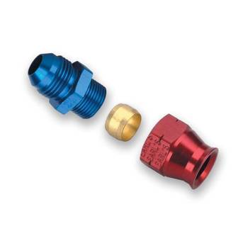 Earl's - Earl's Tube End - Straight - 6 AN Male to 1/4" Tubing - Aluminum - Blue/Red Anodize
