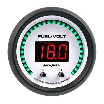 Auto Meter - Auto Meter Phantom Elite Combination Gauge - Digital - Electric - Fuel Level/Voltmeter - 2-1/16" Diameter - White Face
