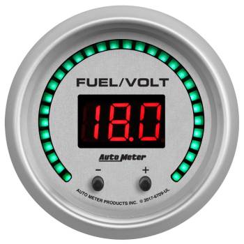 Auto Meter - Auto Meter Ultra-Lite Elite Combination Gauge - Digital - Electric - Fuel Level/Voltmeter - 2-1/16" Diameter - White Face