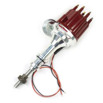 PerTronix Performance Products - PerTronix Flame-Thrower Electronic Billet Distributor - Magnetic Pickup - Vacuum Advance - HEI Style - Red - Small Block Ford