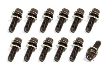 Taylor Cable Products - Taylor Vibe-Lock Header Bolt - 8 mm x 1.25 Thread - 25 mm Long - 12 Point Head - Steel - Black Oxide (Set of 12)