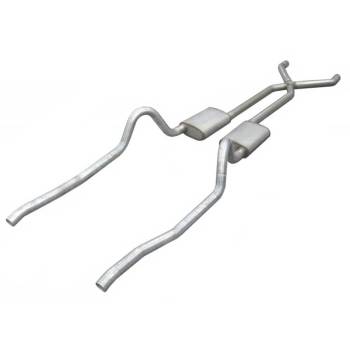 Pypes Performance Exhaust - Pypes Street Pro Hybrid Exhaust System - Crossmember Back - Dual Rear Exit - 3" to 2-1/2" Diameter - Stainless - Natural - Mopar A-Body 1967-73