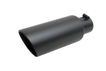 Gibson Performance Exhaust - Gibson Exhaust Tip - Clamp-On - 3" Inlet - 4" Round Outlet - 12" Long - Double Wall - Beveled Edge - Straight Cut - Stainless - Black Ceramic