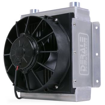 Derale Performance - Derale Hi-Flow Cooler and Fan - 12-3/8 x 11-7/8 x 8-1/2" - Tube Type - 7/8-14" Female O-Ring Inlet Fitting - 7/8-14" Female O-Ring Outlet Fitting - Universal