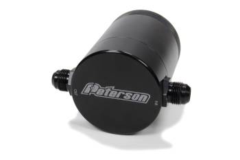 Peterson Fluid Systems - Peterson Canister Fuel Filter - 60 Micron - Stainless Element - 10 AN Male Inlet/Outlet - Bracket - Aluminum - Black Anodize