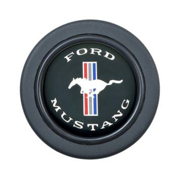 GT Performance - GT Performance Horn Button - Ford Mustang Logo - Aluminum - Black Anodize - 5/6 Bolt Steering Wheels