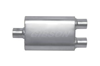 Gibson Performance Exhaust - Gibson MWA Muffler - 3" Center Inlet - Dual 2-1/2 Outlets - 14 x 9 x 4" Oval Body - 20" Long - Stainless - Natural - Universal