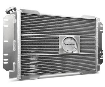 Proform Parts - Proform Slim-Fit Direct Fit Series Aluminum Radiator - 26-1/2" W x 18-1/2" H x 4" D - Single Pass - Left Side Inlet - Right Side Outlet - Natural - Manual Transmission - Mopar A-Body/B-Body 1960-88