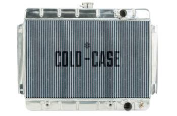 Cold-Case Radiators - Cold-Case Aluminum Radiator - 27.75" W x 20.125" H x 3" D - Passenger Side Inlet - Passenger Side Outlet - Polished - Automatic - GM A-Body 1964-65