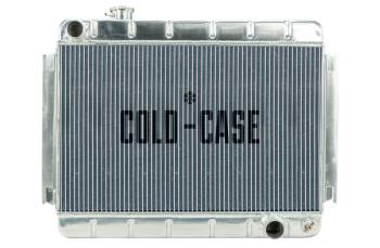 Cold-Case Radiators - Cold-Case Aluminum Radiator - 27.75" W x 20.5" H x 3" H x 3" D - Driver Side Inlet - Passenger Side Outlet - Polished - Manual - GM A-Body 1966-67