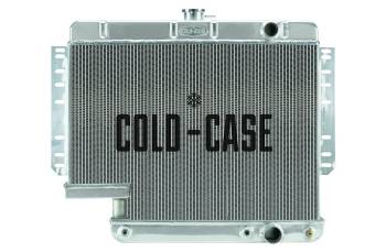 Cold-Case Radiators - Cold-Case Aluminum Radiator - 28.75" W x 23" H x 3" D - Passenger Side Inlet - Passenger Side Outlet - Polished - 500 Steering Box Cutout - GM B-Body 1961-65