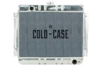 Cold-Case Radiators - Cold-Case Aluminum Radiator - 22.35" W x 20.7" H x 3" D - Driver Side Inlet - Passenger Side Outlet - Polished - Manual - GM X-Body 1962-67