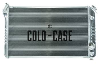 Cold-Case Radiators - Cold-Case Aluminum Radiator - 33.7" W x 19" H x 3" D - Driver Side Inlet - Passenger Side Outlet - Polished - Small Block Chevy - Chevy Corvette 1973-76