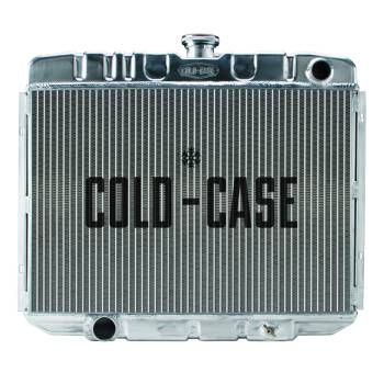 Cold-Case Radiators - Cold-Case Aluminum Radiator - 25" W x 21.25" H x 3" D - Passenger Side Inlet - Driver Side Outlet - Polished - Manual - Big Block Ford - Ford Mustang 1967-70