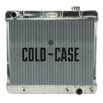 Cold-Case Radiators - Cold-Case Aluminum Radiator - 24.5" W x 22.5" H x 3" D - Driver Side Inlet - Passenger Side Outlet - Polished - Automatic - GM Fullsize Truck 1963-66